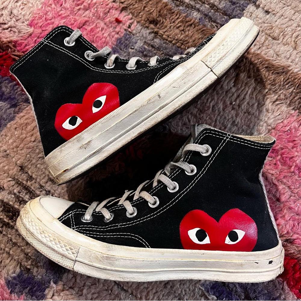 Converse Black and Red Heart Sneakers